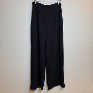Women's‎ Black Wide Leg Chiffon Overlay Dress Pants High Rise Formal
